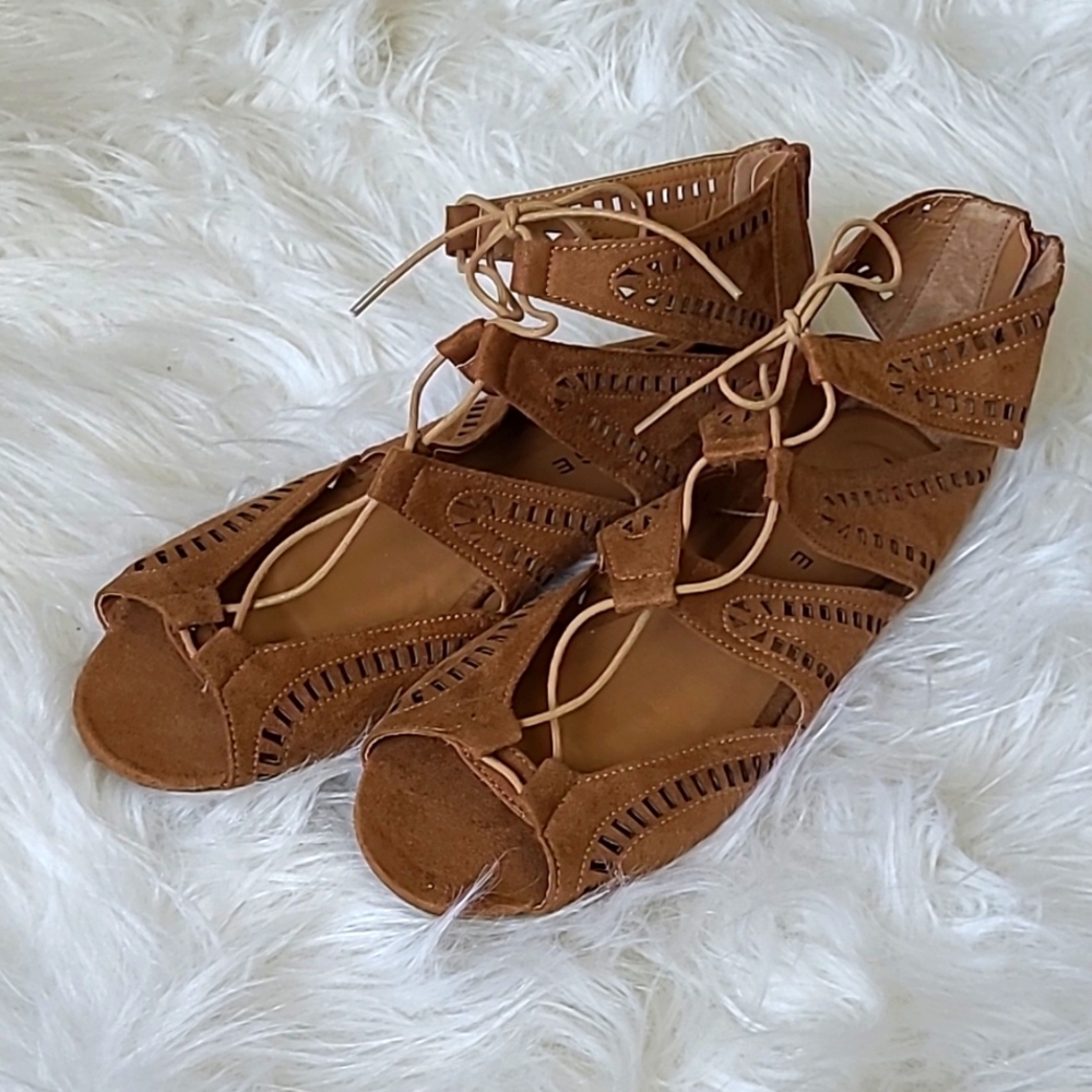 Rampage Caesar Gladiator Sandal Brown Microsuede Women's 9.5 10
